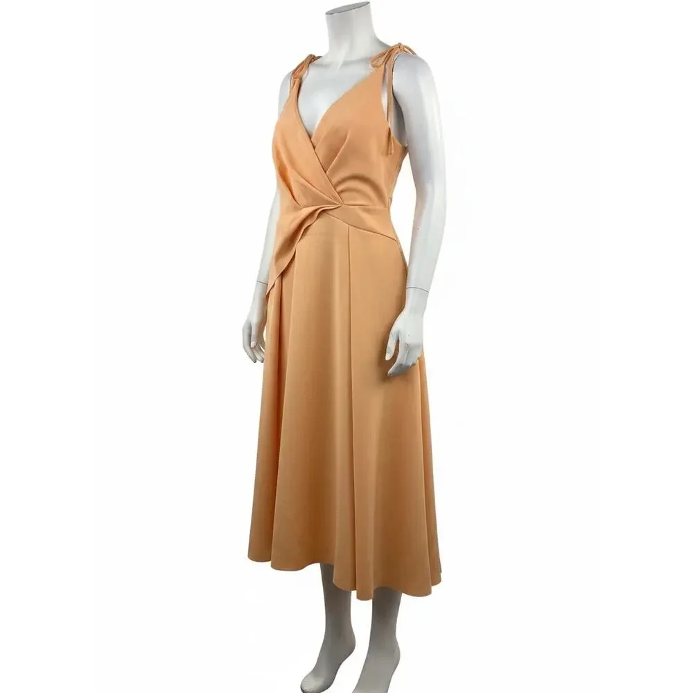 ASOS Design Tie Strap Formal Midi Dress - Apricot - Size 8 - Picture 3 of 9
